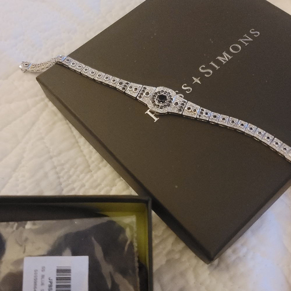 Ross-Simons Silver Bracelet with Blue Sapphire Accents/ BRAND NEW